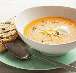 Monti’s Roasted Carrot Soup & Soda Bread soup