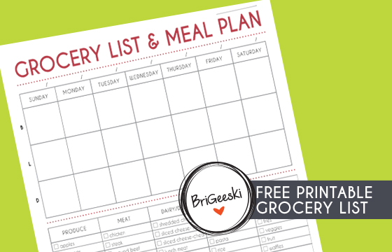Meal Plan and Shopping List Printable Organizer Worksheet