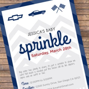Vintage Chevy Baby Sprinkle Invitation Printable Chevy Sprinkle Baby Invitation Printable