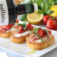 Caprese & Prosciutto Crostini with Lemon Aioli