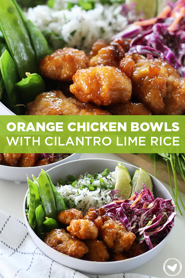 Orange Chicken Bowls With Cilantro Lime Rice & Red Cabbage Slaw