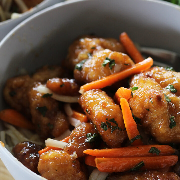 Orange Chicken with Noodles and Carrots