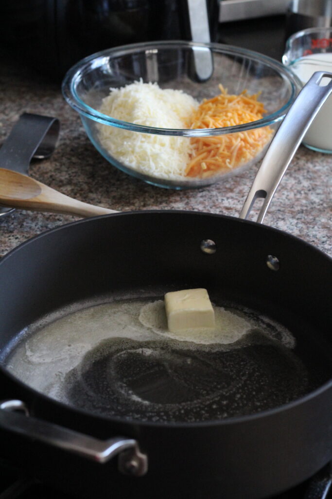 Melt butter to start Mac and cheese