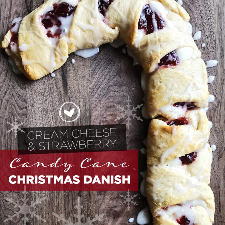 Cream Cheese & Strawberry Candy Cane Christmas Danish