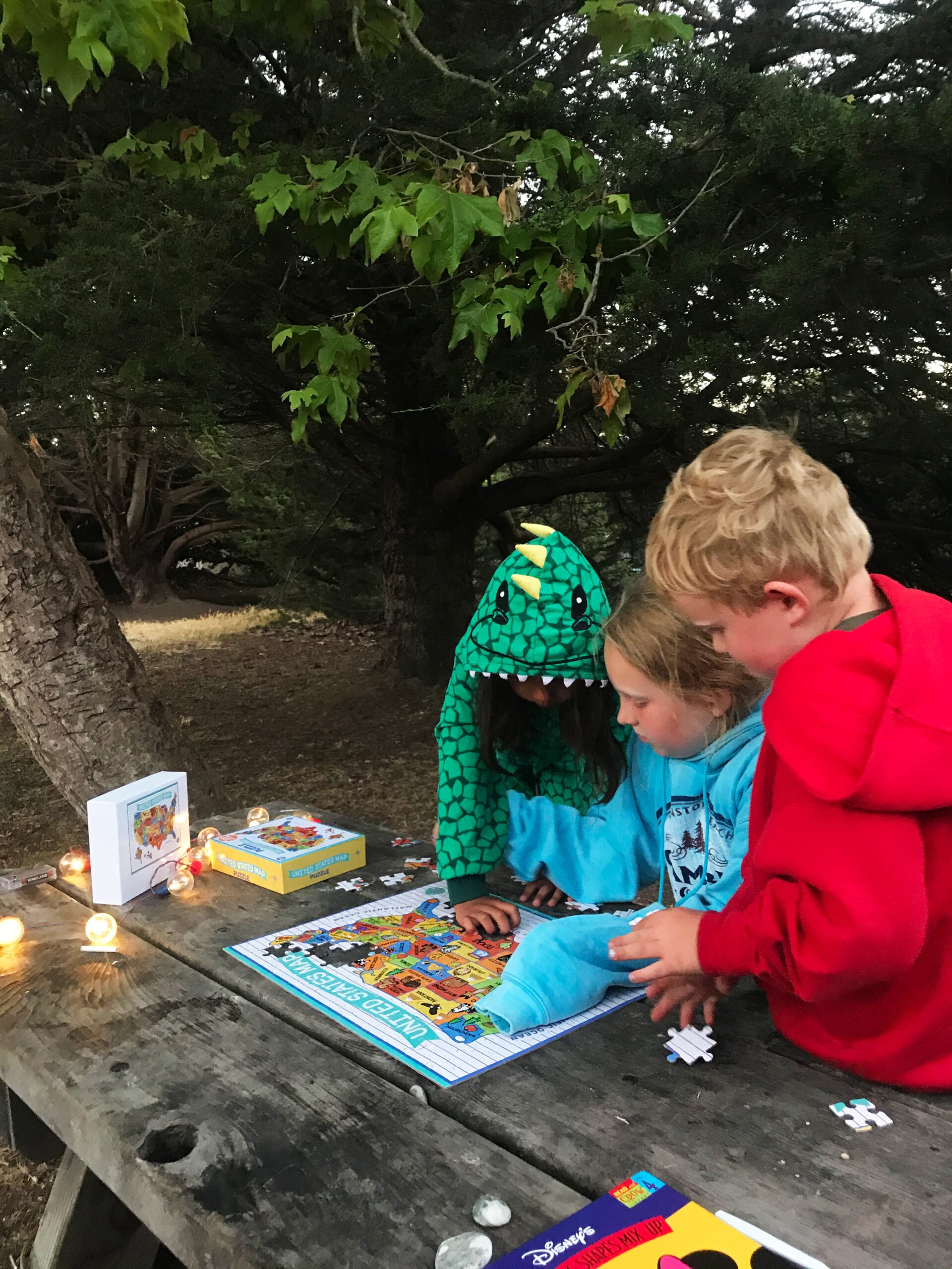 Doing a puzzle at Camp