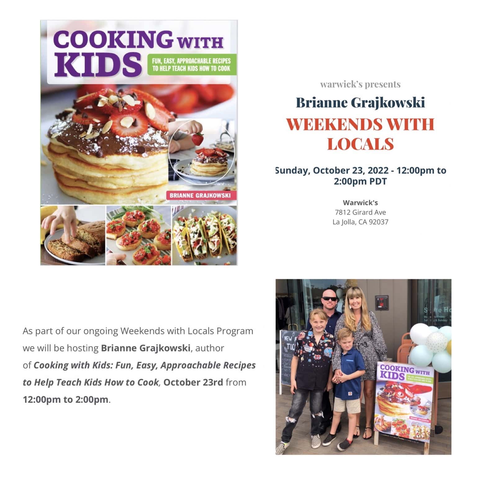 Cooking With Kids Cookbook Signing at Warwick's