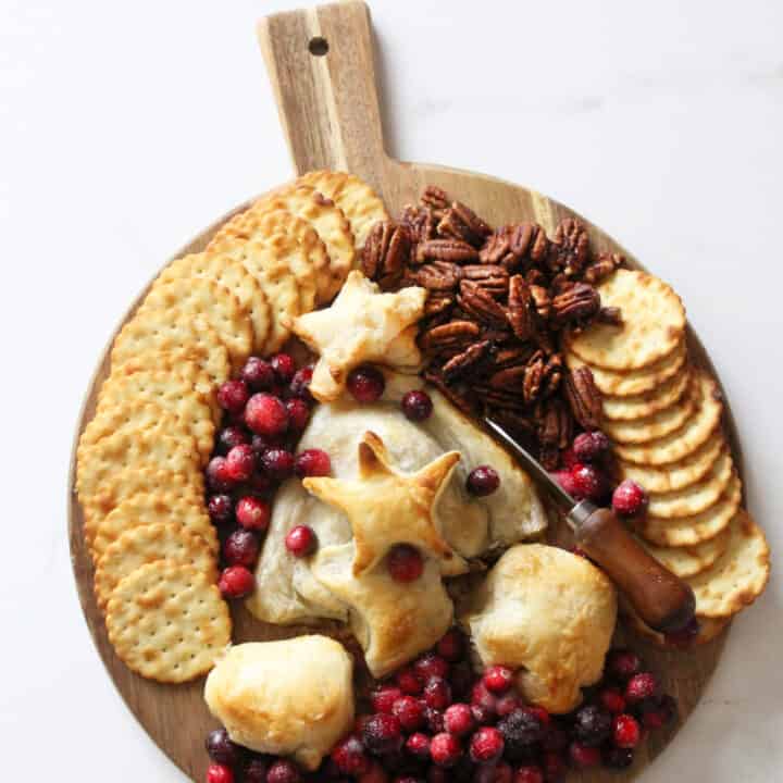 Baked Brie Christmas Tree Board With Sugared Cranberries
