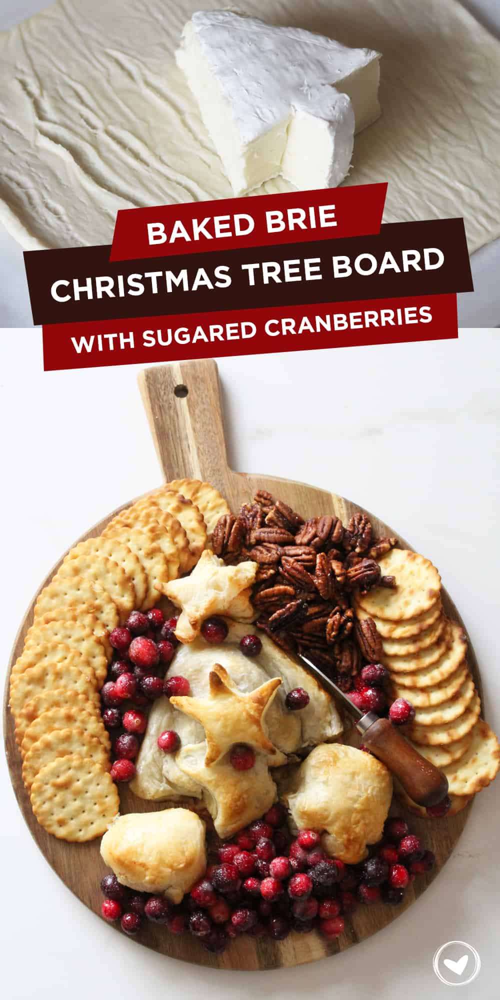Baked Brie Christmas Tree Board with Sugared Cranberries