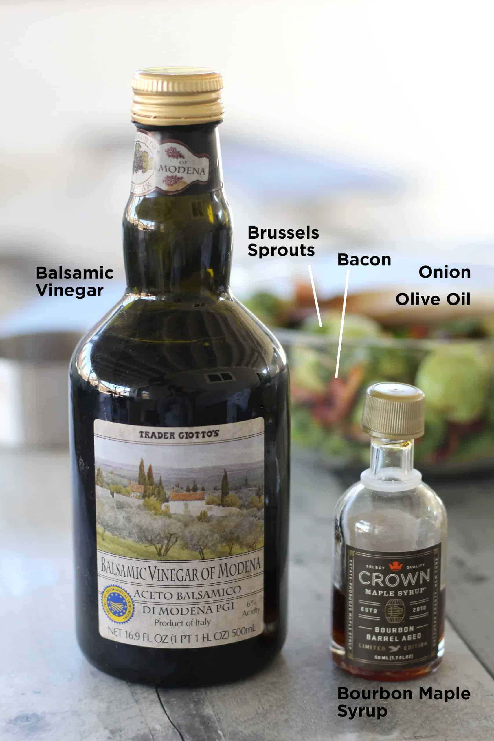 ingredients in balsamic bacon brussels sprouts
