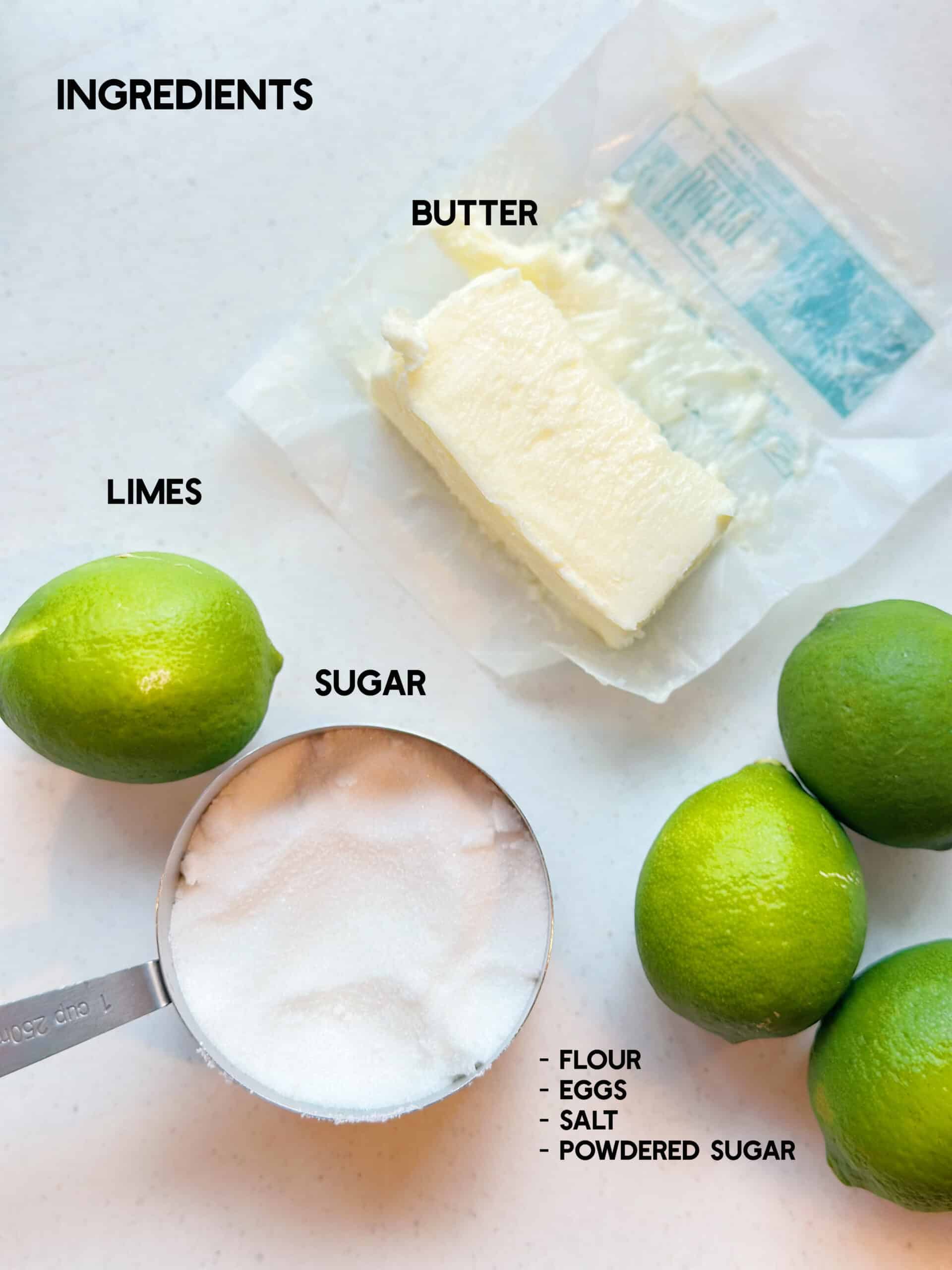 ingredients for lime bars