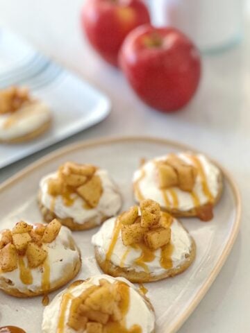 Caramel Apple Cookies with Cream Cheese Frosting, Caramel and Apples