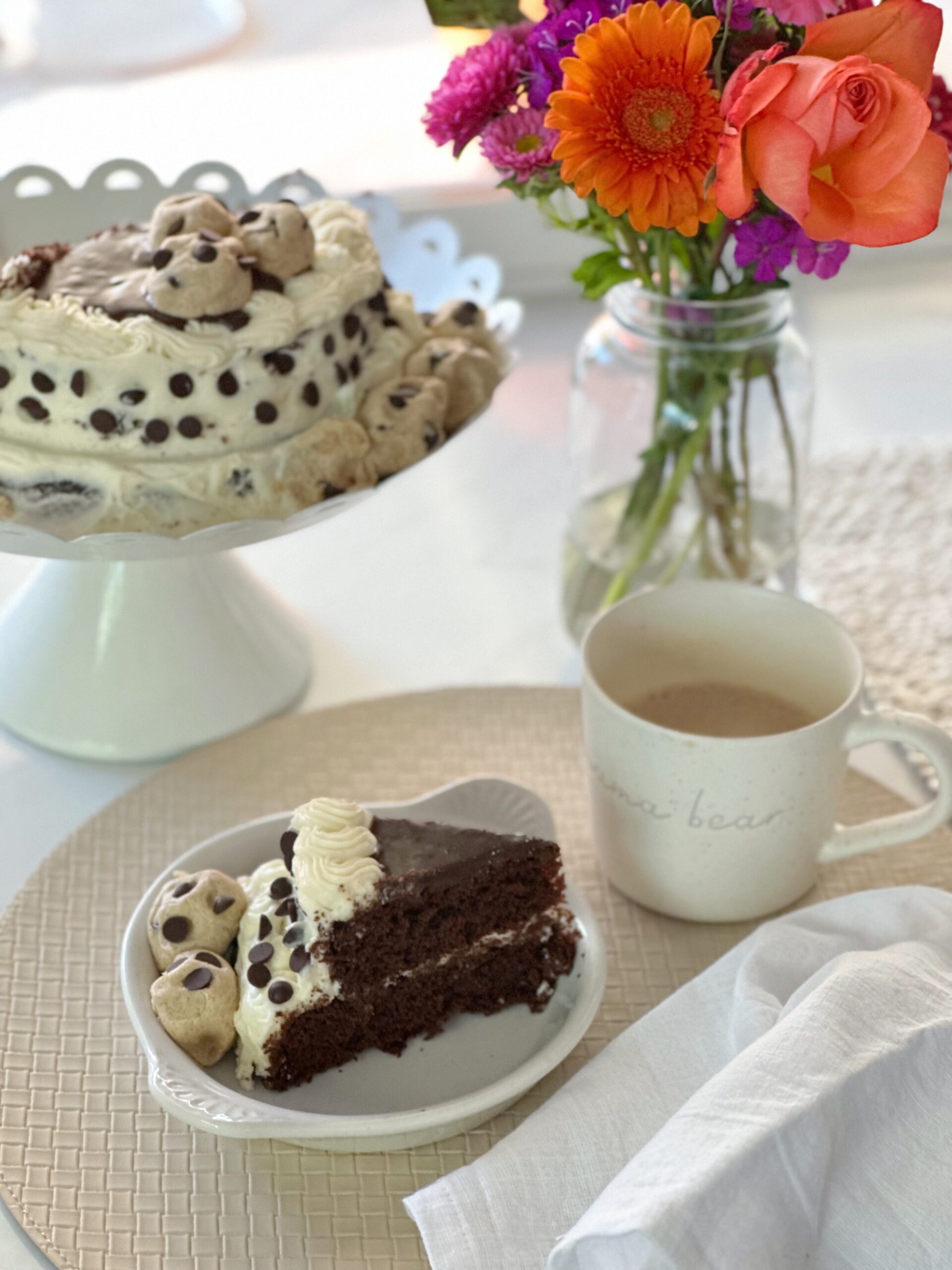 slice of chocolate cake and coffee