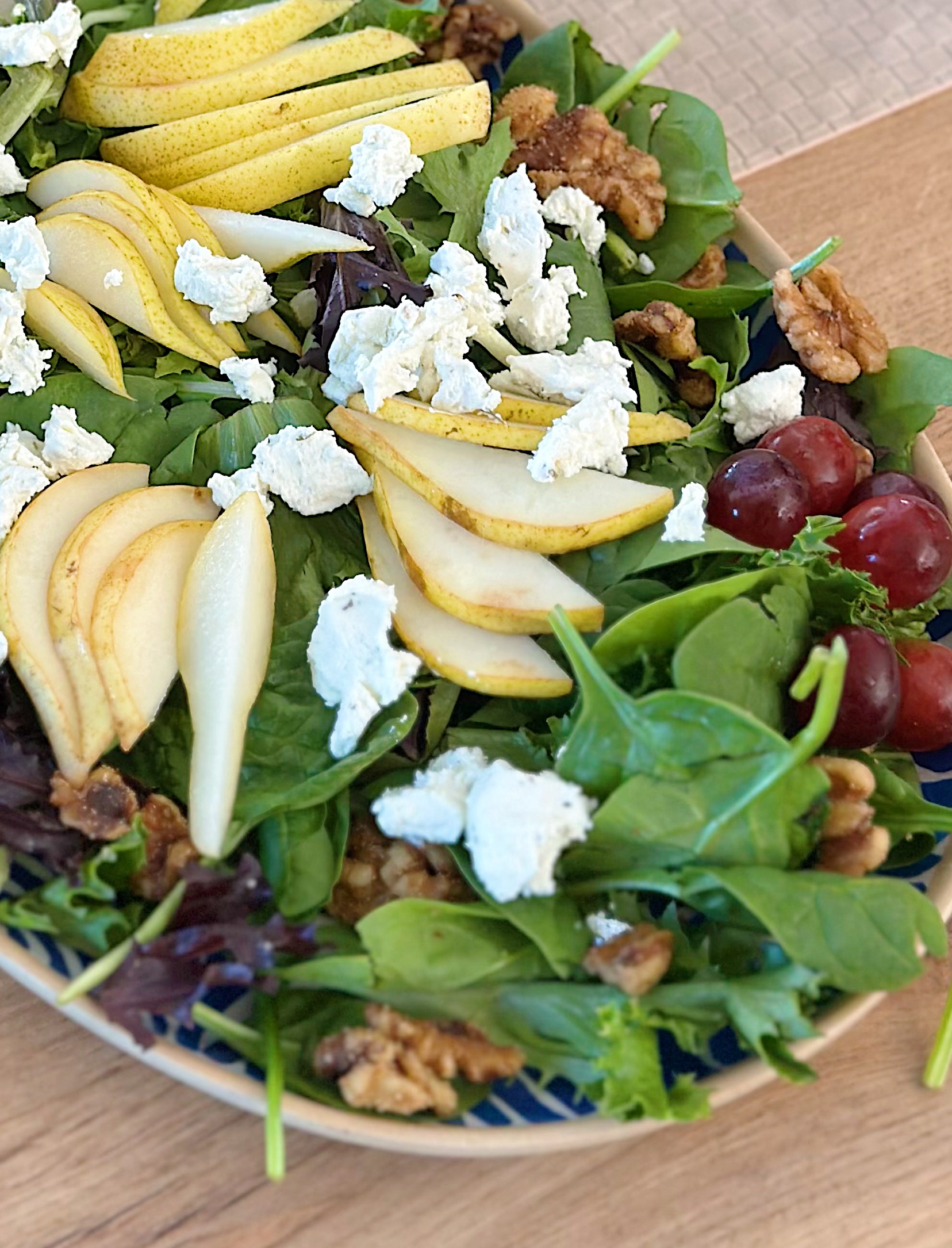 salad shot witth pears