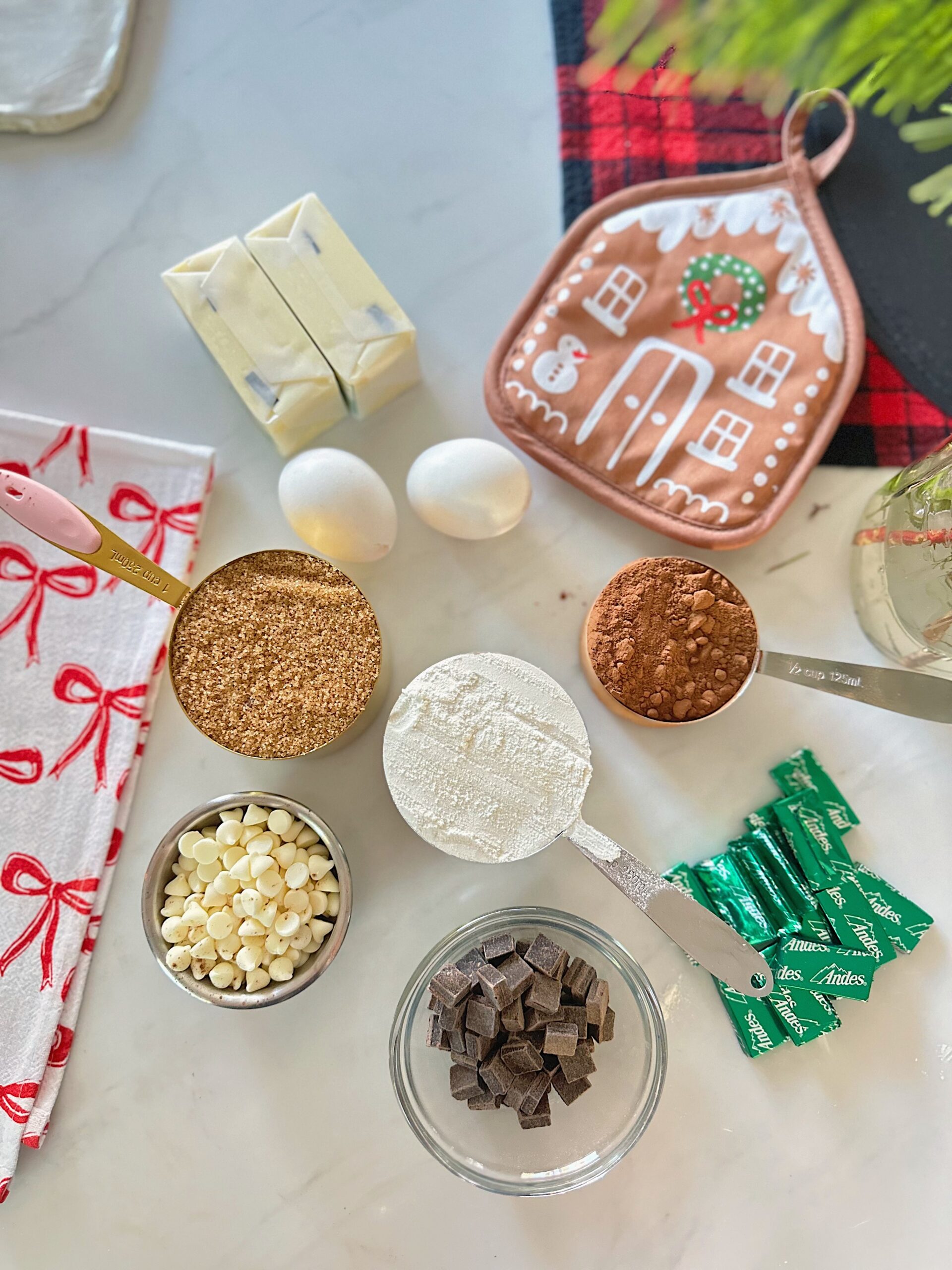 ingredients for double chocolate chip cookies