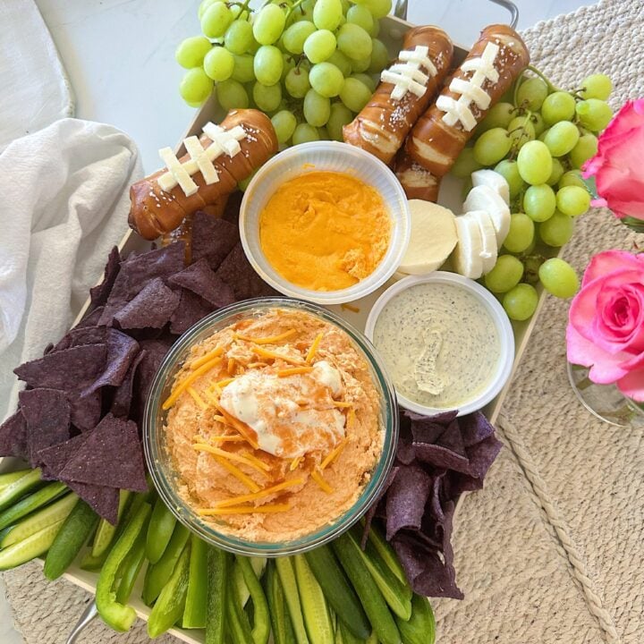 Easy Game Day Snack Board with Football Pretzels