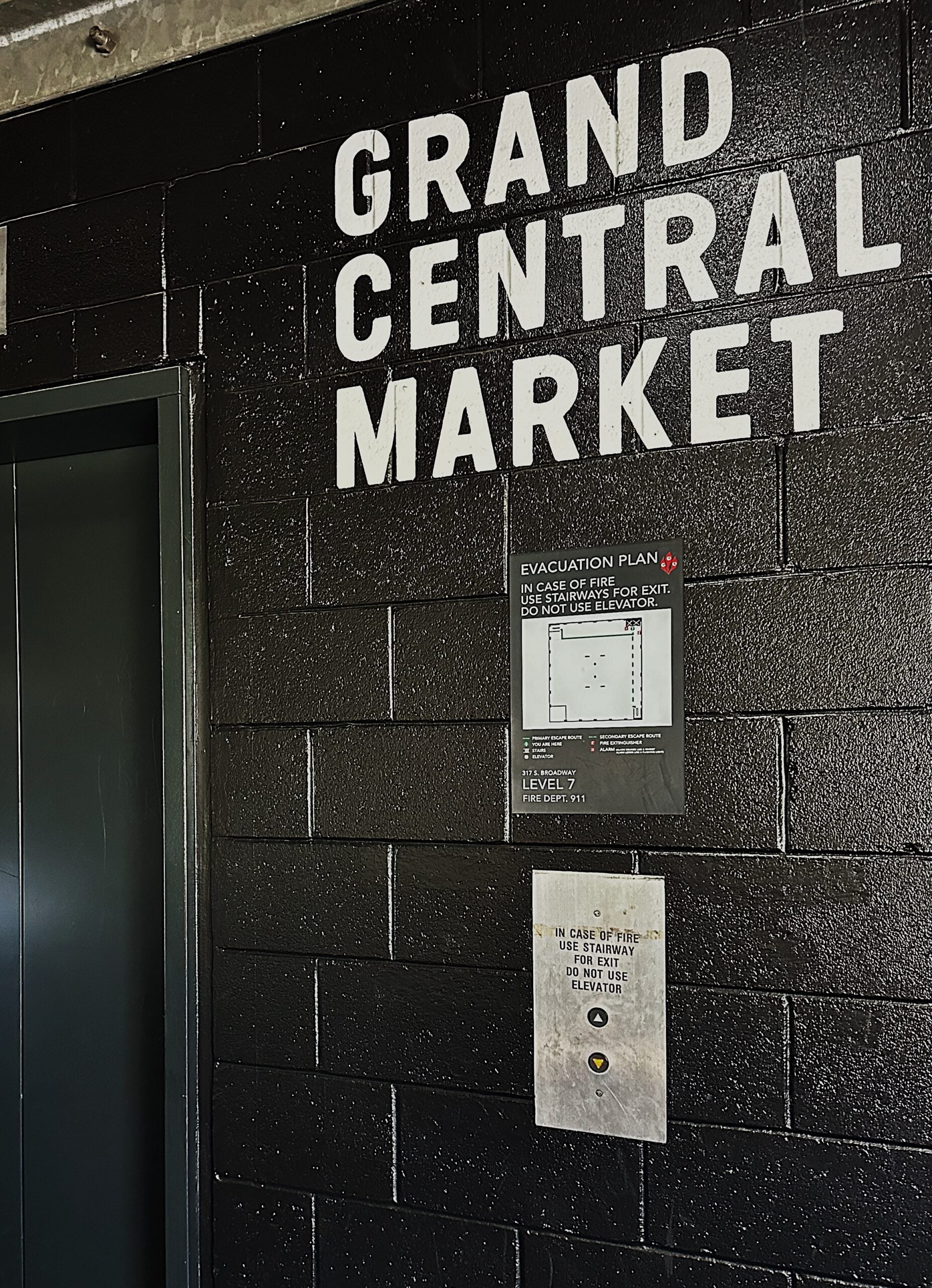 Grand Central Market elevator sign