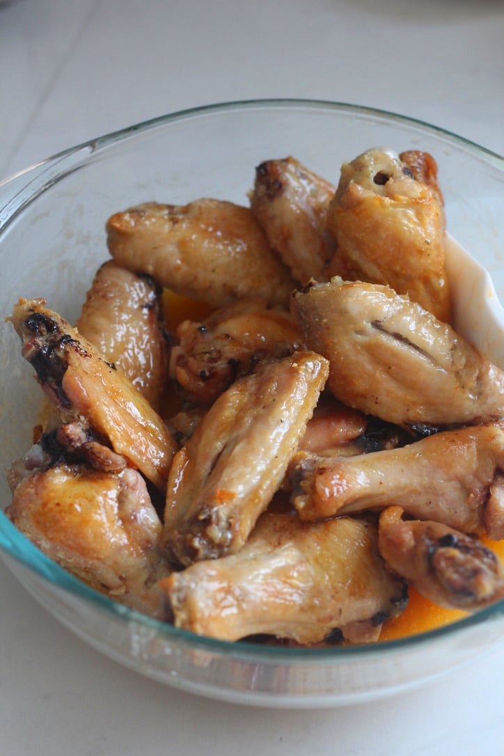 mix the wings in butter
