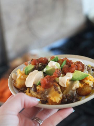 totchos with avocado