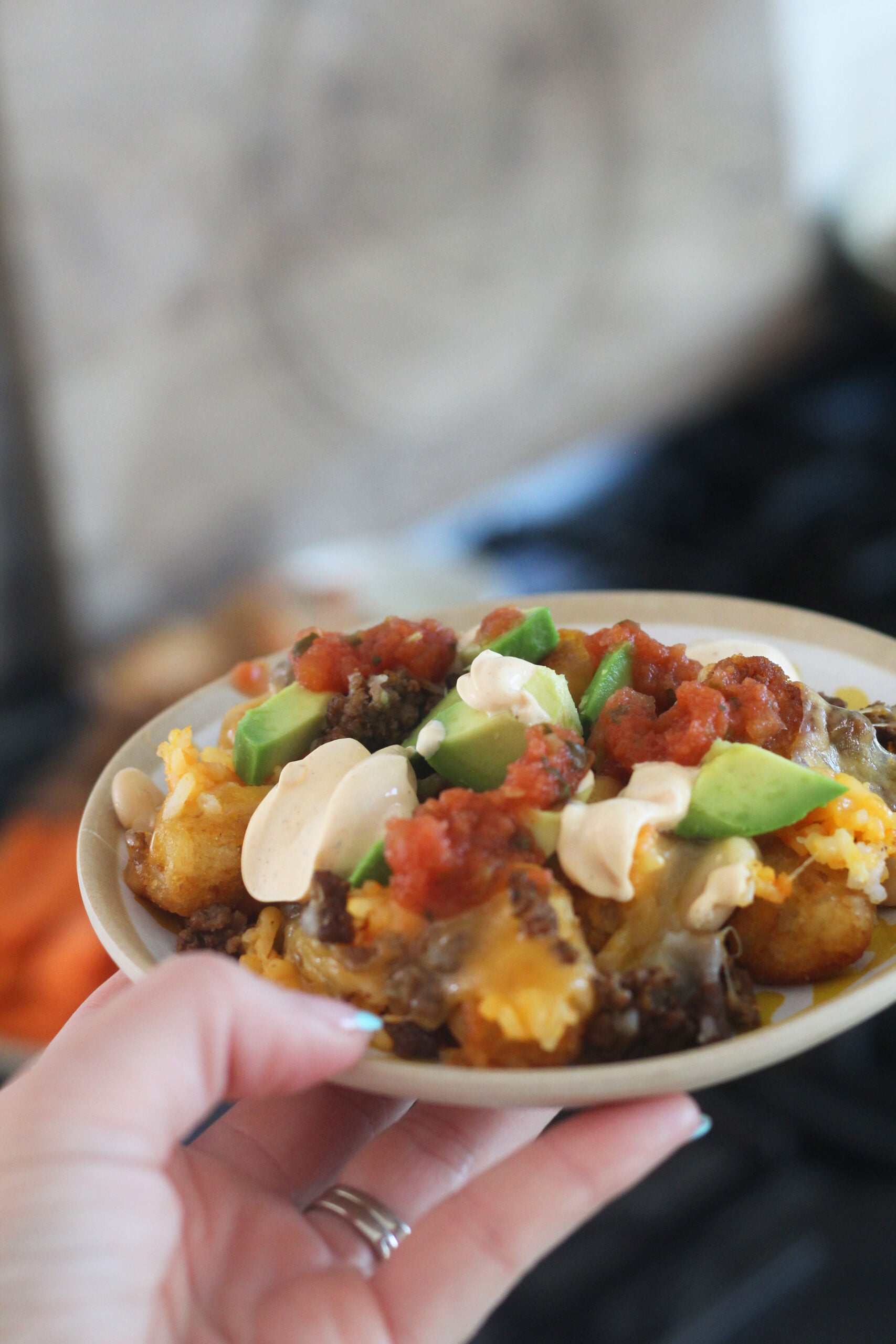 totchos with avocado