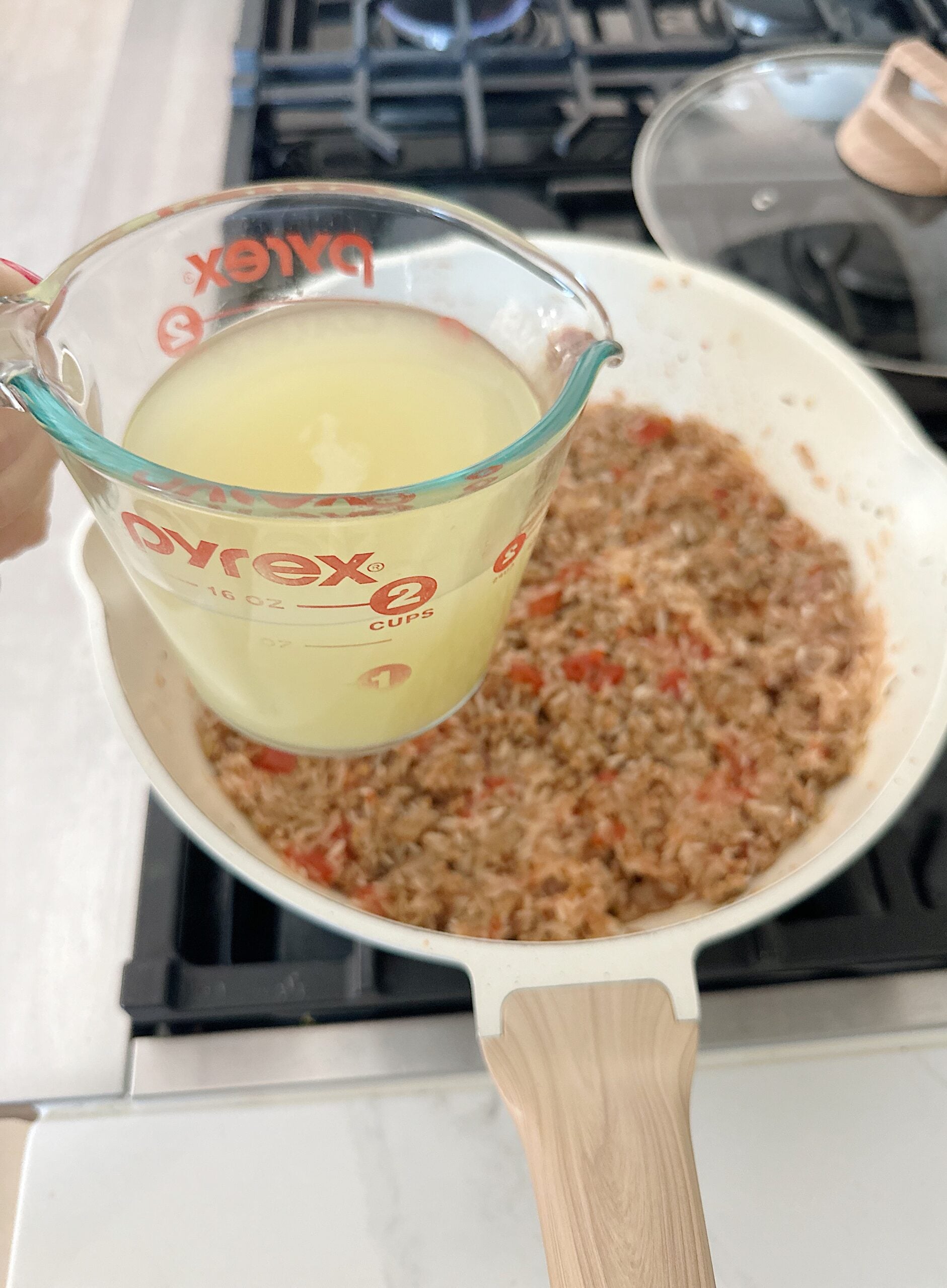 Pour the Chicken Broth