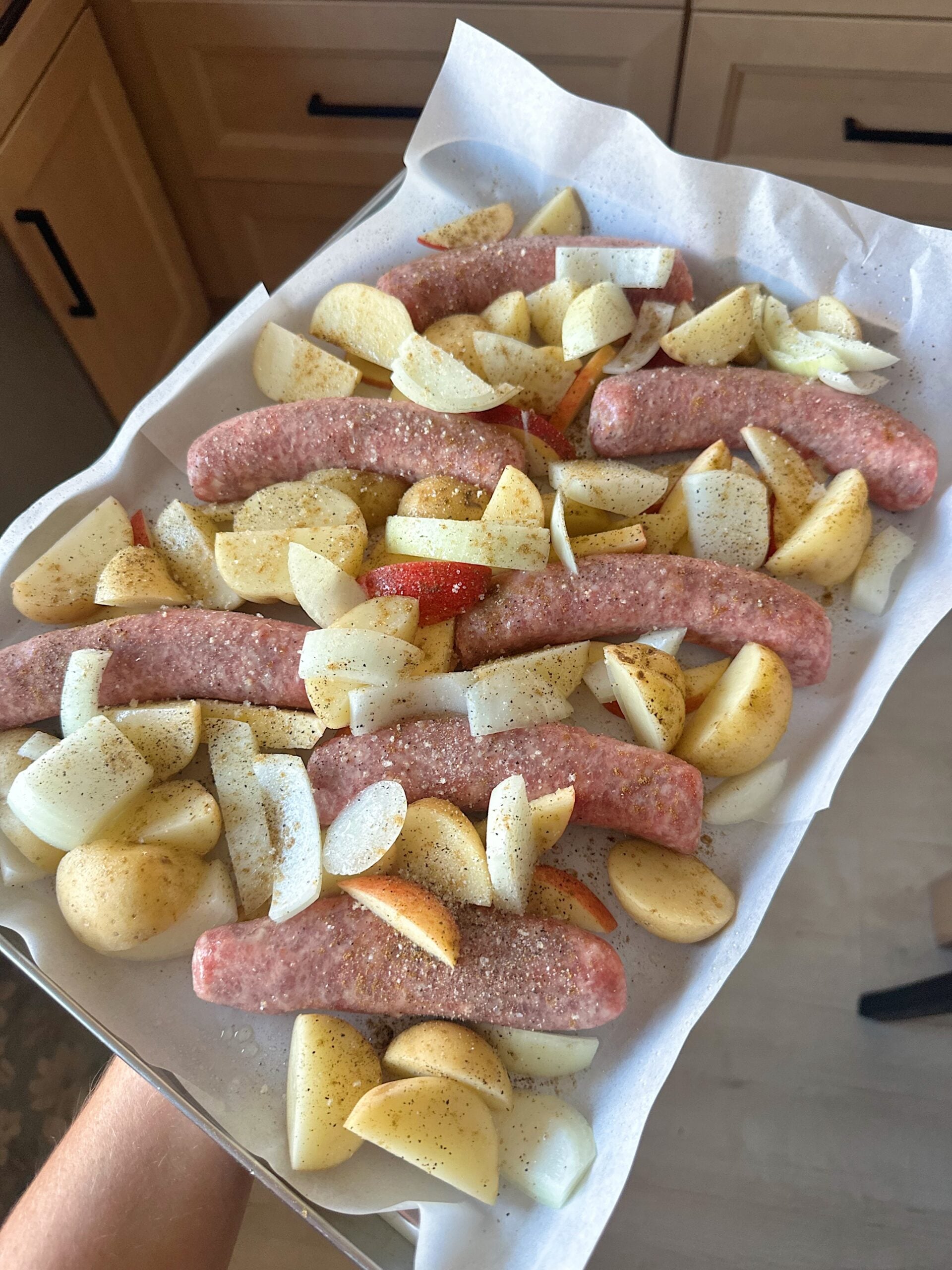 Brats with potatoes and apples